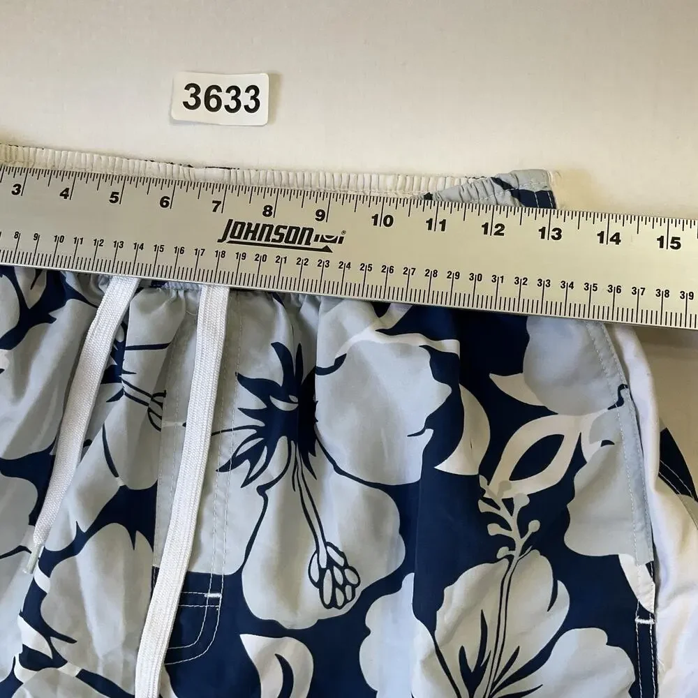 Sideout Men Swimwear M Navy Swim Trunks Floral Board Shorts Button Grommet 9.5”
